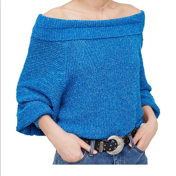 Free People Sweaters - Free People blue wide cowl neck sweater Small! Free People Sweaters - Free People blue wide cowl neck sweater Small!